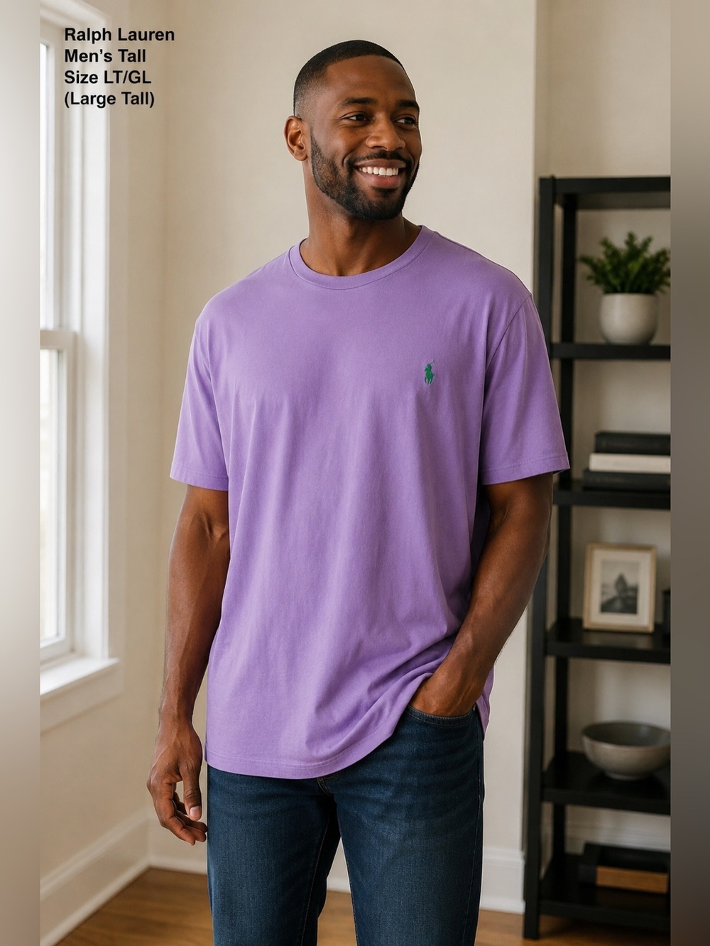 Ralph Lauren LT Tall Purple Pony Logo T-Shirt 32” Length
